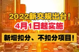 2022年4月1日新交规扣分标准 做出多项改变（需要明确了解）