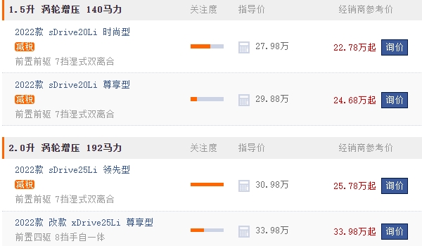 宝马x1降到19万 宝马x1目前最低配的车型优惠后售价18.19万