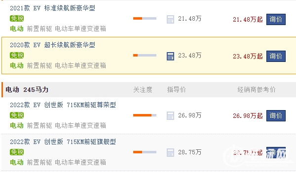 比亚迪汉EV纯电动2022款最低报价 比亚迪汉EV纯电动售价