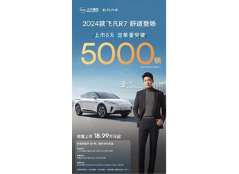 新款飞凡R7上市5天定单破5000辆 售18.99万-22.99万元 封面图