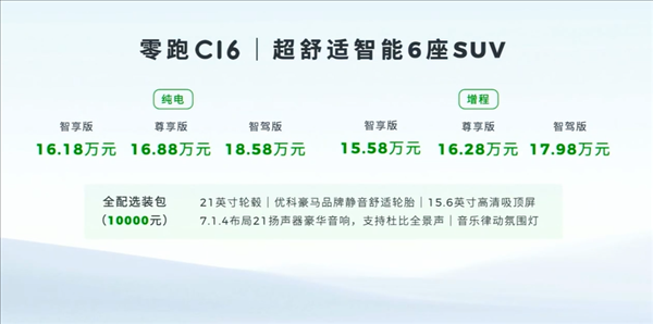 15.58万起 零跑C16上市即开卷：一车买SUV MPV
