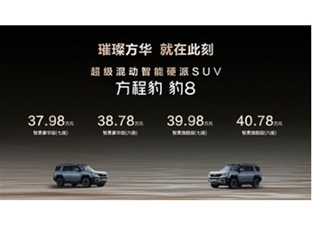 国货旗舰来了！比亚迪华为联合发布方程豹 豹8上市，售价37.98万元起 封面图