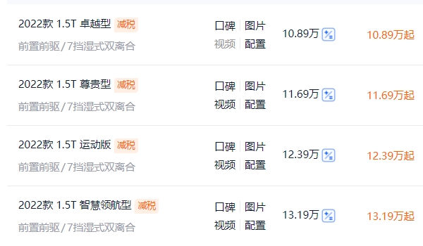 长安uni-v落地价目表 长安uni-v新车起步售价10.89万-13.99万（分期首付4.39万）