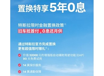 特斯拉Model 3/Y限时低息置换政策出炉 置换5年0息 封面图