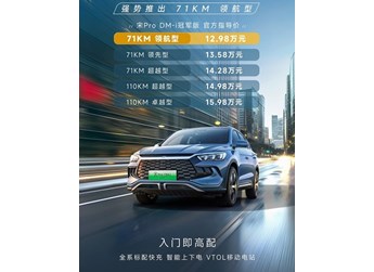 比亚迪宋Pro DM-i冠军版新增入门版车型上市 售价12.98万 封面图