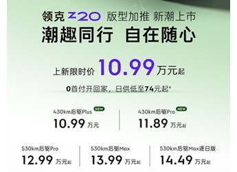 领克Z20新增入门车型上市 售价为10.99-11.89万 封面图